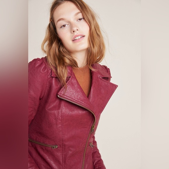 Anthropologie Petula Puffed Sleeve Moto Jacket Size Small - Picture 4 of 8